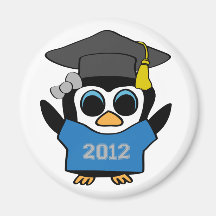 Girl Penguin Blue & Grey 2012 Grad Fridge Magnet