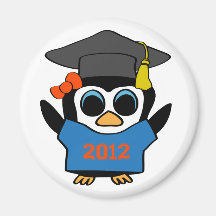 Girl Penguin Blue & Orange 2012 Grad Magnets