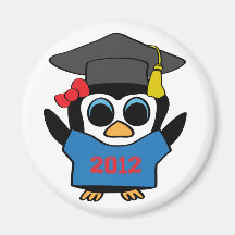 Girl Penguin Blue & Red 2012 Grad Fridge Magnets