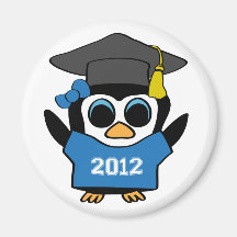 Girl Penguin Blue & White 2012 Grad Magnet