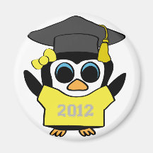 Girl Penguin Gold & Grey 2012 Grad Magnets