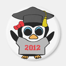 Girl Penguin Grey & Red 2012 Grad Refrigerator Magnets