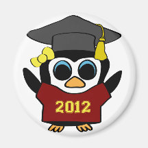 Girl Penguin Maroon & Gold 2012 Grad Refrigerator Magnets