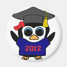 Girl Penguin Navy & Red 2012 Grad Refrigerator Magnets