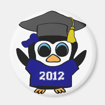 Girl Penguin Navy & White 2012 Grad Magnets