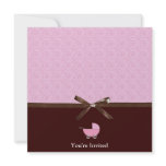 Girl Pink Buggy Themed Baby Shower Invitation