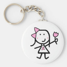 Girl & Pink Ribbon Keychains