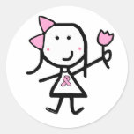 Girl & Pink Ribbon Round Sticker