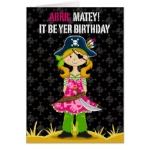 Girl Pirate Captain Greeting Card
