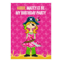 Girl Pirate Captain Party Invite