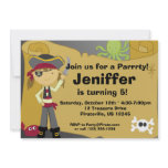 Girl Pirate Treasure Map Birthday Party Invitation
