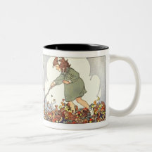Girl Playing in Autumn Leaves Mug