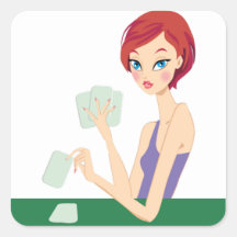Girl playing Texas Holdem Sticker