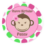 Girl Polka Dot Monkey Stickers