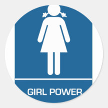 Girl Power Restroom Door Round Stickers