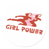 Girl Power Round Stickers