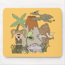 Girl Prehistoric Life T-shirts and Gifts Mouse Pads