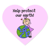 Girl Protect Our Earth T shirts and Gifts Heart Stickers