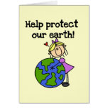 Girl Protect Our Earth Tshirts and Gifts Greeting Card