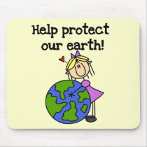 Girl Protect Our Earth Tshirts and Gifts Mouse Mat