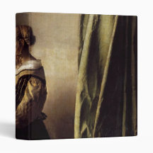 Girl Reading a Letter at an Open Window 3 Ring Binders
