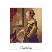 Girl Reading A Letter By Johannes Vermeer Postcard