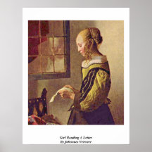 Girl Reading A Letter By Johannes Vermeer Posters
