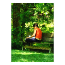 Girl Reading in Park Custom Announcement
