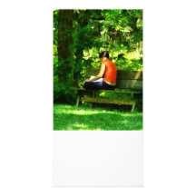 Girl Reading in Park Photo Cards