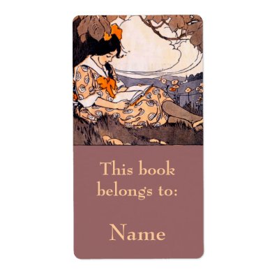Girl Reading Under Tree Bookplate by msdespina