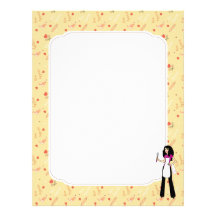 Girl Recipe Pages Illustrated Personalized Letterhead