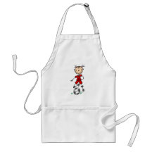 Girl Red Uniform Stick Figure Soccer Player Gifts Apron