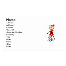 Girl Red Uniform Stick Figure Soccer Player Gifts Business Card Templates