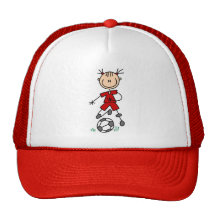 Girl Red Uniform Stick Figure Soccer Player Gifts Trucker Hat
