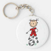 Girl Red Uniform Stick Figure Soccer Player Gifts Key Chain