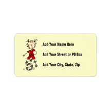 Girl Red Uniform Stick Figure Soccer Player Gifts Personalized Address Label