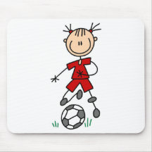Girl Red Uniform Stick Figure Soccer Player Gifts Mouse Pads
