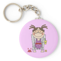 Girl Relaxing at Beach Tshirts and Gifts Keychain