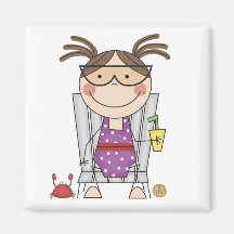 Girl Relaxing at Beach Tshirts and Gifts Refrigerator Magnet