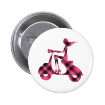 girl scooter pink black plaid