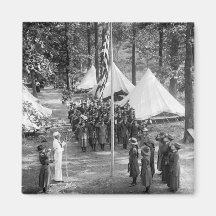 Girl Scout Flag-Raising: 1919 Refrigerator Magnet