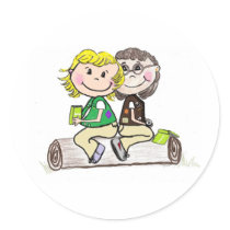 Girl Scout Junior Brownie Outdoors Round Stickers