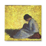 Girl seated on the lawn by Georges Seurat Refrigerator Magnets