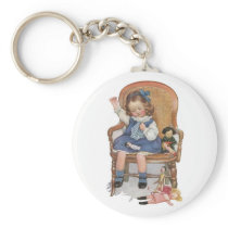 Girl Sewing Dollies Keychains
