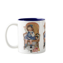Girl Sewing Dollies Mugs