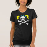 Girl Skull & Crossbones With Pigtails Ladies Shirts