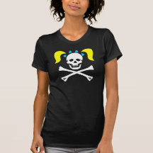 Girl Skull & Crossbones With Pigtails Ladies Shirts