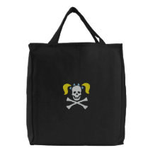 Girl Skull With Pigtails Embroidered Bag