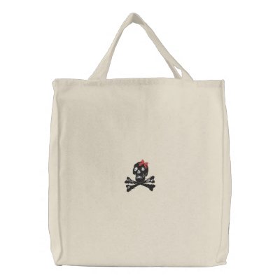 Girl Skull with Pink Bow Canvas Bag by ktreadwe