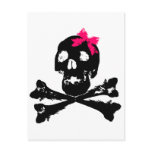 Girl Skull with Pink Bow Post Card